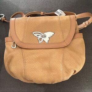Brighton Tan Leather Shoulder Bag with Silver Accent NWT